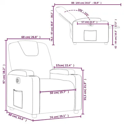 Image de vidaXL Fauteuil relax électrique gris foncé Tissu