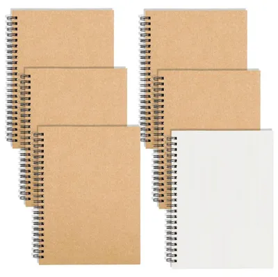 Produktbild von Notizblöcke A6 Blanko 6 Stück Spiralbindung Kraft Cover 50 Blatt Haftnotizen