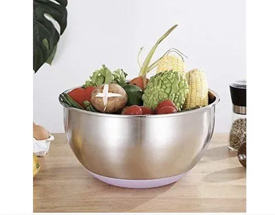 Produktbild von Famanu Rührschüssel aus Edelstahl mit rutschfester Silikonbasis - 28 cm