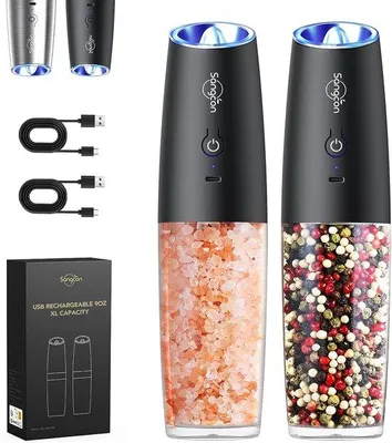 Image de Moulin à poivre électrique 255 g, rechargeable par USB, noir