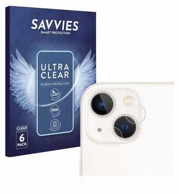A product box for screen protectors and a close-up of a smartphone camera lens with screen protectors applied.