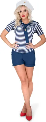 Immagine prodotto di Costume da addio al nubilato da donna marinaio blu e bianco - S