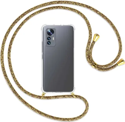 Produktbild von Handykette Backcover-Schutzhülle mit Band (Metall goldfarben) für Xiaomi 12 Lite - braun+beige