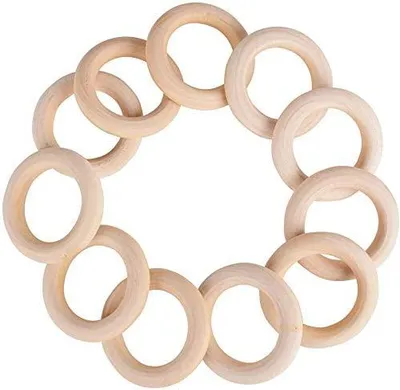 Holzringe Ø 50 mm, 5 Stück, unbehandelt, glatt, Bastelzubehör