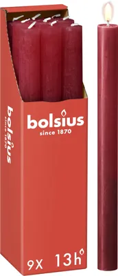 Produktbild von Bolsius - Rustik Stabkerzen - Rot - 9 Stück - 27 x 2.3 cm - Länge Brenndauer 13