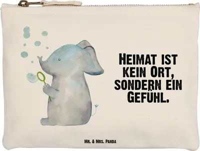 Produktbild von Mr. & Mrs. Panda Etui Elefant Seifenblasen Größe M - Weiß - Geschenk, Mäppchen, kosmetiktäschchen, Lustige Sprüche, Heimat, Federtasche, Stoffbeutel, Kulturbeutel, Liebe