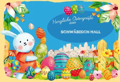 Produktbild von vianmo Holzschild 20x30 cm Ostergrüße SCHWÄBISCH HALL Ostern