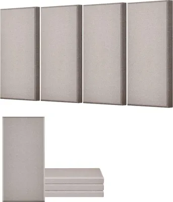 Obrázek produktu pro Akustické panely - Sada akustických stěnových panelů - 4 kusy - 60,4 x 30 cm - Tloušťka 5,1 cm - Sklolaminát - Samolepicí - Absorbující zvuk - Velbloudice