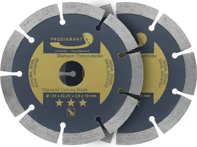 Produktbild von PRODIAMANT 2er Set Diamanttrennscheibe 125mm Beton, Stein, Ziegel, universal für Winkelschleifer