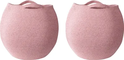 Produktbild von BELIANI Set aus 2 Aufbewahrungskörben Rosa Baumwolle 20 x 30 cm Handgeflochtene Behälter