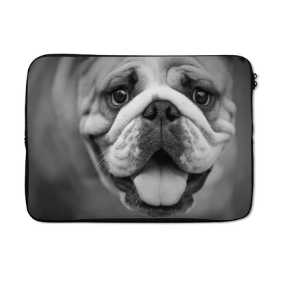 Produktbild von MuchoWow® Laptop Hülle 14 ZollTierprofil Bulldogge in schwarz und weiß Laptoptasche - Laptoptasche - Stoßsicher - Schutzhaube