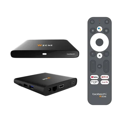 Zdjęcie produktu dla Odtwarzacz multimedialny Gigablue Botech WZone Android TV (4K UHD, HDR, WiFi 5 GHz, Dolby, pilot głosowy)