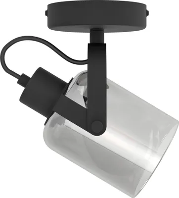 Productafbeelding van EGLO Berregas, spotlamp met oppervlakteverlichting, E27, 1 lamp, 220-240 V, zwart, chroom