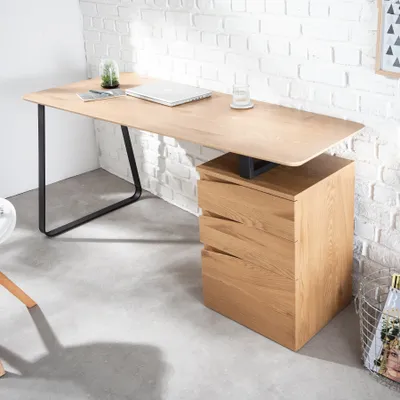 Produktbild von riess-ambiente Industrial Schreibtisch STUDIO 160cm Eichenoptik mit 3 Schubladen Laptoptisch Tisch Bürotisch