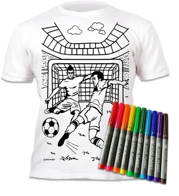 Image de T-shirt recoloriable avec marqueurs Football 9-11 ans