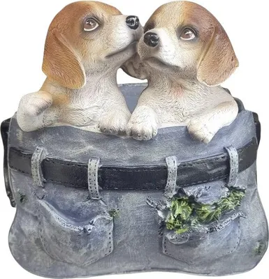 Produktbild von Dekofigur Hunde in der Tasche 23 x 21 x 24 cm