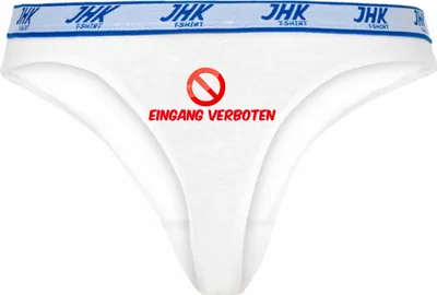 Produktbild von Damen Thong Slip - Boxer-0008-woman-white-v-L - weiß - L - vorn - Eingang verboten - Verkehrszeichen - lustiges Motiv - Spruch - Unterwäsche - Unterhose - Freizeit - lustig