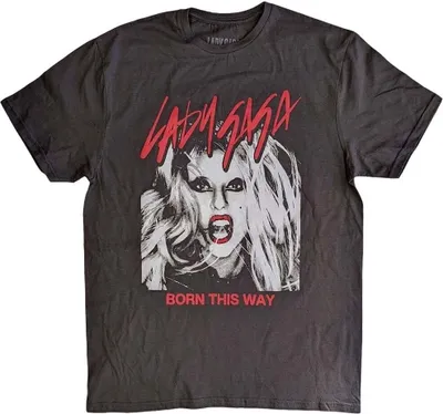 Produktbild von Lady Gaga Born This Way Photo Charcoal Grey L T-Shirt