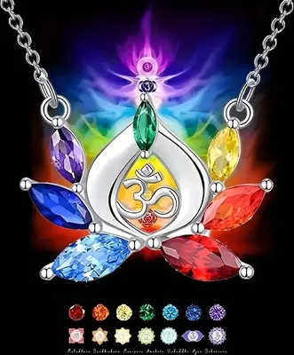 Produktbild von GKA 7 Chakra Kette drittes Auge G13 silber Glückskette Halskette 7 Energie Farben Modeschmuck Damen