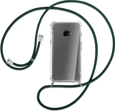 Produktbild von Handykette Backcover-Schutzhülle mit Band (Metall silberfarben) für Samsung Galaxy Xcover 4 / 4s - dunkelgrün