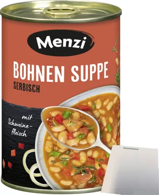 Produktbild von Menzi Serbische Bohnensuppe (400ml Dose) + usy Block
