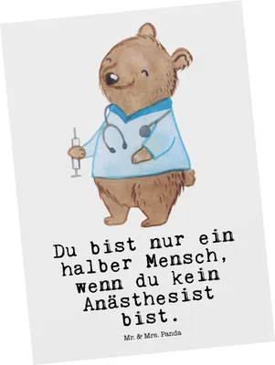 Produktbild von Mr. & Mrs. Panda Postkarte Anästhesist Herz - Weiß - Geschenk, Anästhesie, Krankenhaus, Ansichtskarten, Postkarten, Grußkarte, Witzig, Fotokarte, Ansichtskarte, Spruch