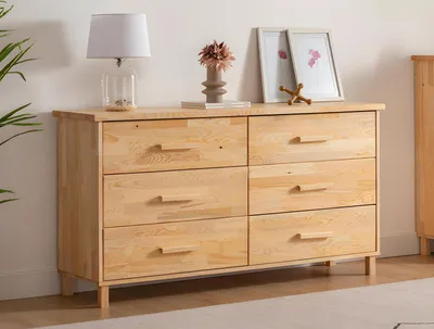 Zdjęcie produktu dla Luxuriöse Beige Kommode Schlafzimmer 6-Schubladen Holz Ablage Kommode