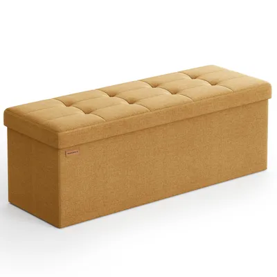 Produktbild von SONGMICS 110 cm Sitzbank mit Stauraum, klappbare Sitztruhe, Fußbank, ingwergelb