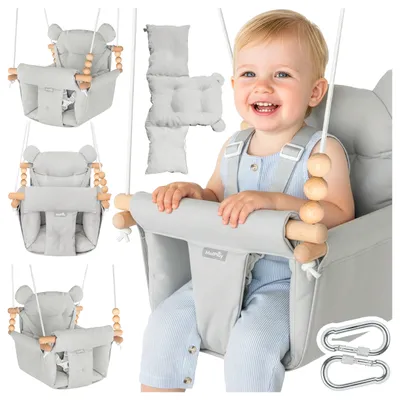 Produktbild von Malplay Kinderschaukel Babyschaukel aus Baumwolle Kissen Gurten 12-36 Monaten bis 60kg