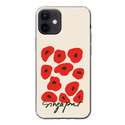 Produktbild von MuchoWow® Handyhülle Schutzhülle Hülle für iPhone 12 Blumen - Mohn - Muster Silikon Softcase Handy Hülle - Schutzhülle