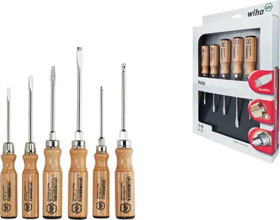 Produktbild von Wiha Holz Schlitz/Phillips Schraubendrehersatz, 6-tlg. (162 HK6 SO)