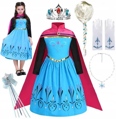 Produktbild von Hopki Kostüm Kleid Elsa Königin der Schneekostüm Perücke 134/140