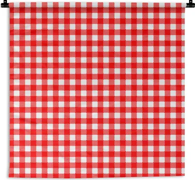 Produktbild von MuchoWow® Wandteppich Wandbehang Rot - Rustikal - Muster 60x60 cm Tapisserie Dekoration Wandtuch - Dekorationen - Wand Decke