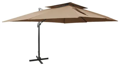 Image de vidaXL Parasol ampli avec aération 400x300 cm Taupe