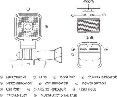 Produktbild von 1080P Multifunktionale Fahrradkamera, Fahrradkamera, Outdoor-WiFi-Sportkamera, wasserdicht, eingebauter Akku mit Fahrradstaender fuer Outdoor-Sport