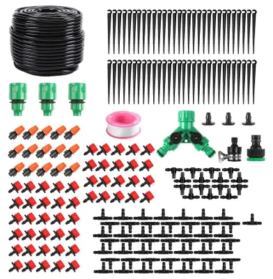 Productafbeelding van 200 stuks irrigatiekit, 50 meter druppelirrigatie, tuinirrigatiesysteem