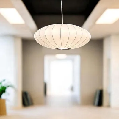Zdjęcie produktu dla Lampa wisząca – nowoczesne oświetlenie sufitowe LED z jedwabiu do salonu