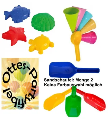 Produktbild von Sand-Spielzeug: 4 Sandförmchen + 5 Eistüten + 1 Portionierer + 2 Sandschaufel