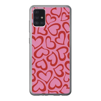 Produktbild von MuchoWow® Handyhülle Schutzhülle Hülle für Samsung Galaxy A52 5G Eine Illustration der Tapete mit roten Herzen Silikon Softcase Handy Hülle - Umschlag