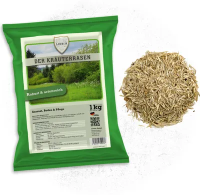 Produktbild von Kräuterrasen Samen 1 kg – Natürlicher pflegeleichter Rasen