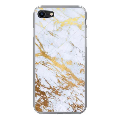 Produktbild von MuchoWow® Handyhülle Schutzhülle Hülle für iPhone 7 Marmor - Gold - Weiß - Luxe - Marmoroptik - Glitzer Silikon Softcase Handy Hülle - Kartenhalter