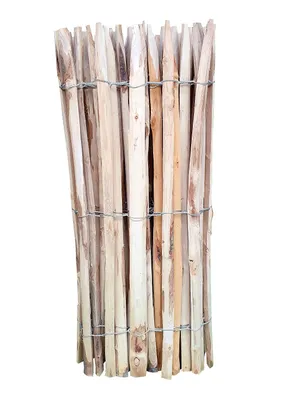 A bundle of wooden stakes bound together with wire.