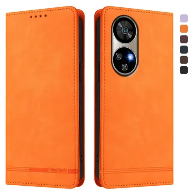 Produktbild von Hülle für Ulefone Note 17 Pro, Retro Kunstleder Ständer Klapphülle mit Kartenfächer und Magnetische Orange