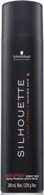 A black aerosol can of hairspray with white and red text.