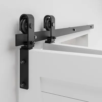 Faltschiebetürbeschlag-Set, 76 cm, schwarz, für 2 Türen, 35 cm breit