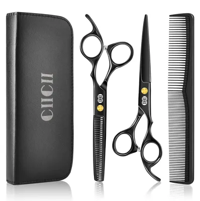 Produktbild von Friseurschere Profi Set 6,7 Zoll Haarschere Effilierschere Schwarz 8-teilig