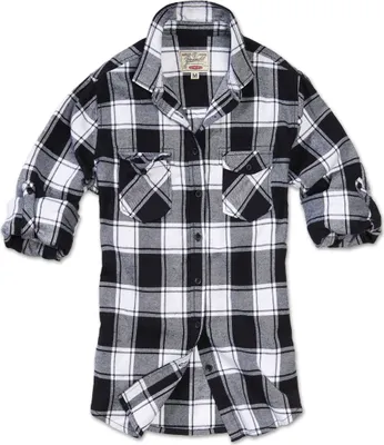Produktbild von Brandit Damen Amy Flannel Langarm-Shirt Größe XXL Farbe Weiß/Schwarz