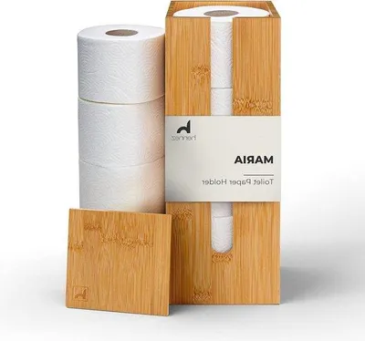 Produktbild von Freistehender Toilettpapierhalter mit Aufbewahrung für 4 Toilettenpapierrollen - Badezimmer Organizer