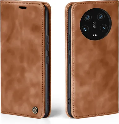 Produktbild von Handy Hülle für Xiaomi 14 Ultra Klapphülle Bookcase Flip Cover Handy Tasche Etui Farbe: Hellbraun