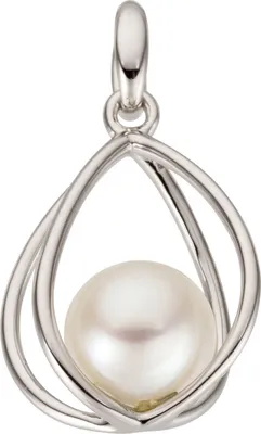Produktbild von Anhänger aus 585 Gold Weißgold mit Süßwasser Perle weiß Halsschmuck Damen